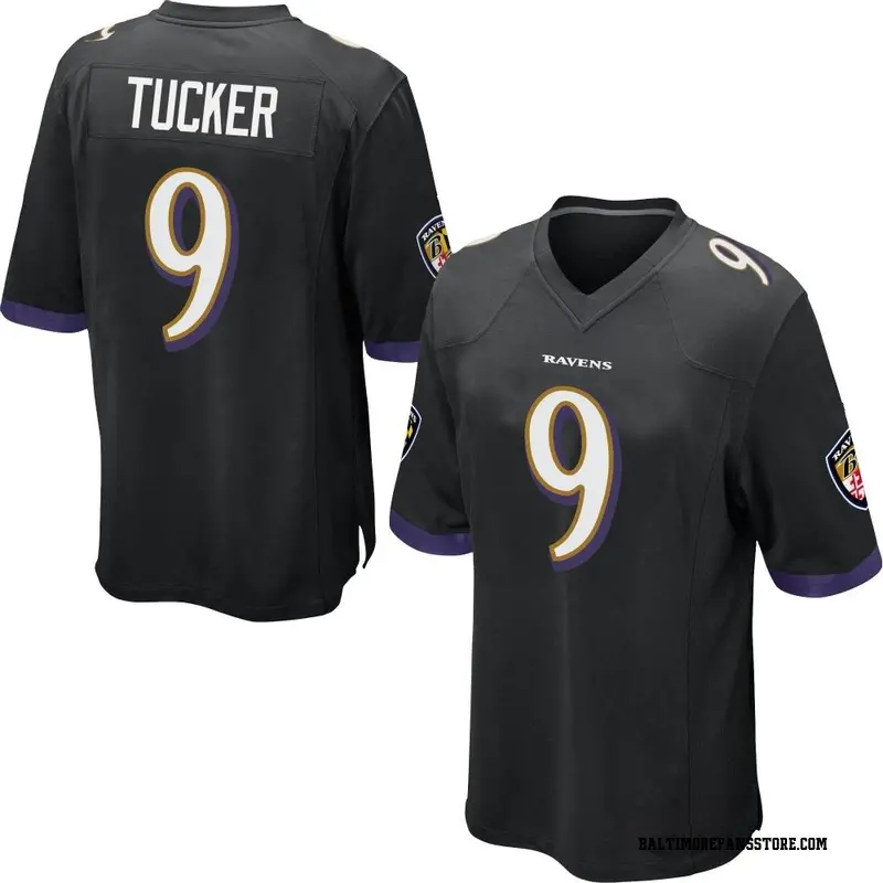 Youth Black Game Justin Tucker Baltimore Jersey