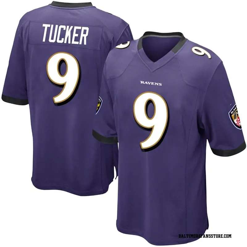 Youth Purple Game Justin Tucker Baltimore Team Color Jersey